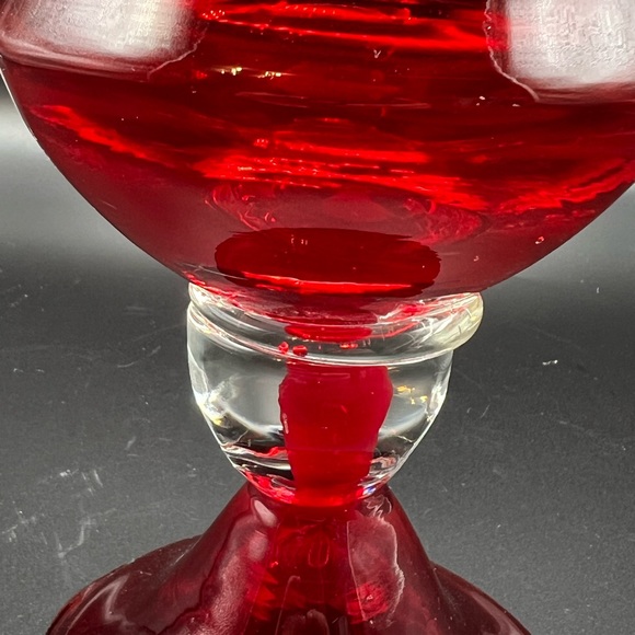 Ruby Red 11 Inch Hour Glass Stem Vase Absolutely Gorgeous / Stunning Home Decor - Picture 4 of 10